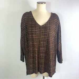 Tianello by Steve Barraza V-Neck Stretch Short Sleeve Lagenlook Top Shirt 3X